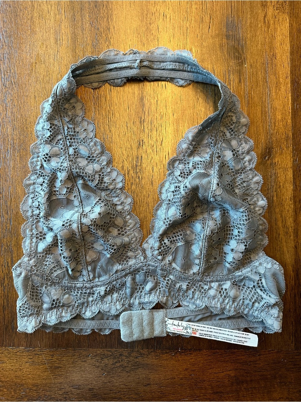 Free People Intimately Last Dance Lace Halter Bralette in Dusty Gray- size XS